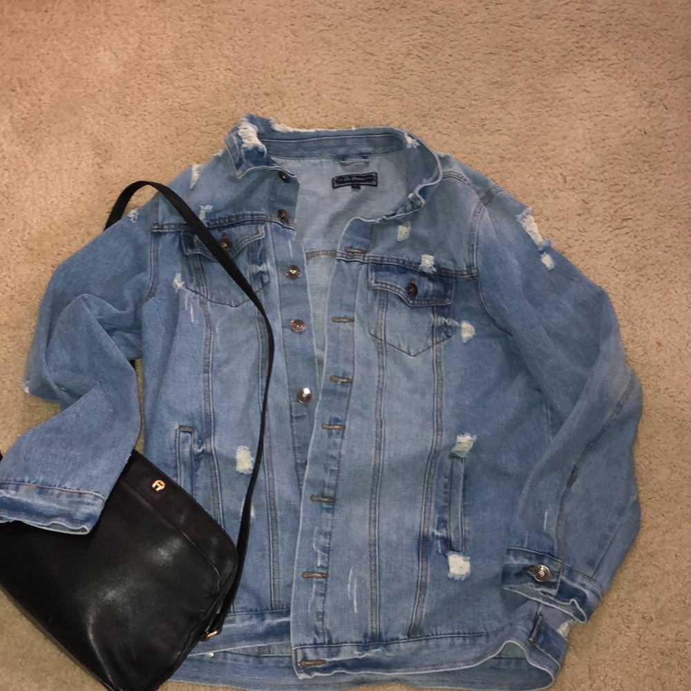 Ci Sono distressed oversized jean jacket
